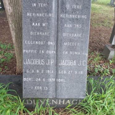 DUVENHAGE Jacobus J.P. 1914-1978 & Jacoba J.C. 1918-