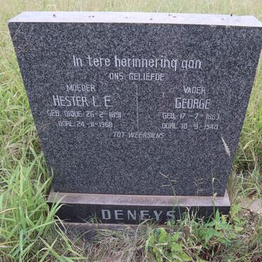 DENEYS George 1883-1940 & Hester L.E. nee DIQUE 1891-1968