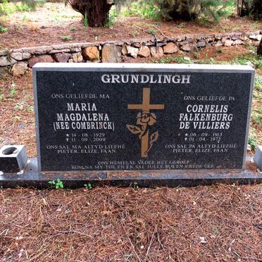 GRUNDLINGH Cornelis Falkenburg de Villiers 1913-1972 & Maria Magdalena COMBRINCK 1929-2009