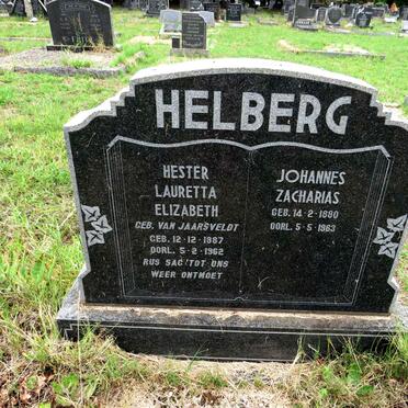 HELBERG Johannes Zacharias 1880-1963 & Hester Lauretta Elizabeth nee VAN JAARSVELDT 1887-1962