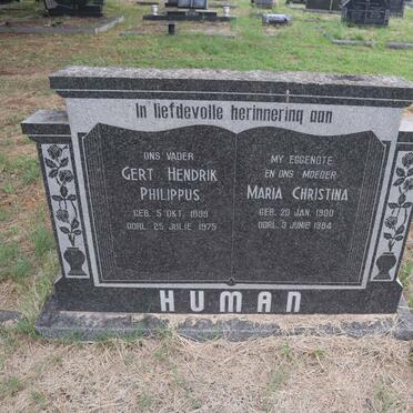 HUMAN Gert Hendrik Philippus 1899-1975 & Maria Christina 1900-1964