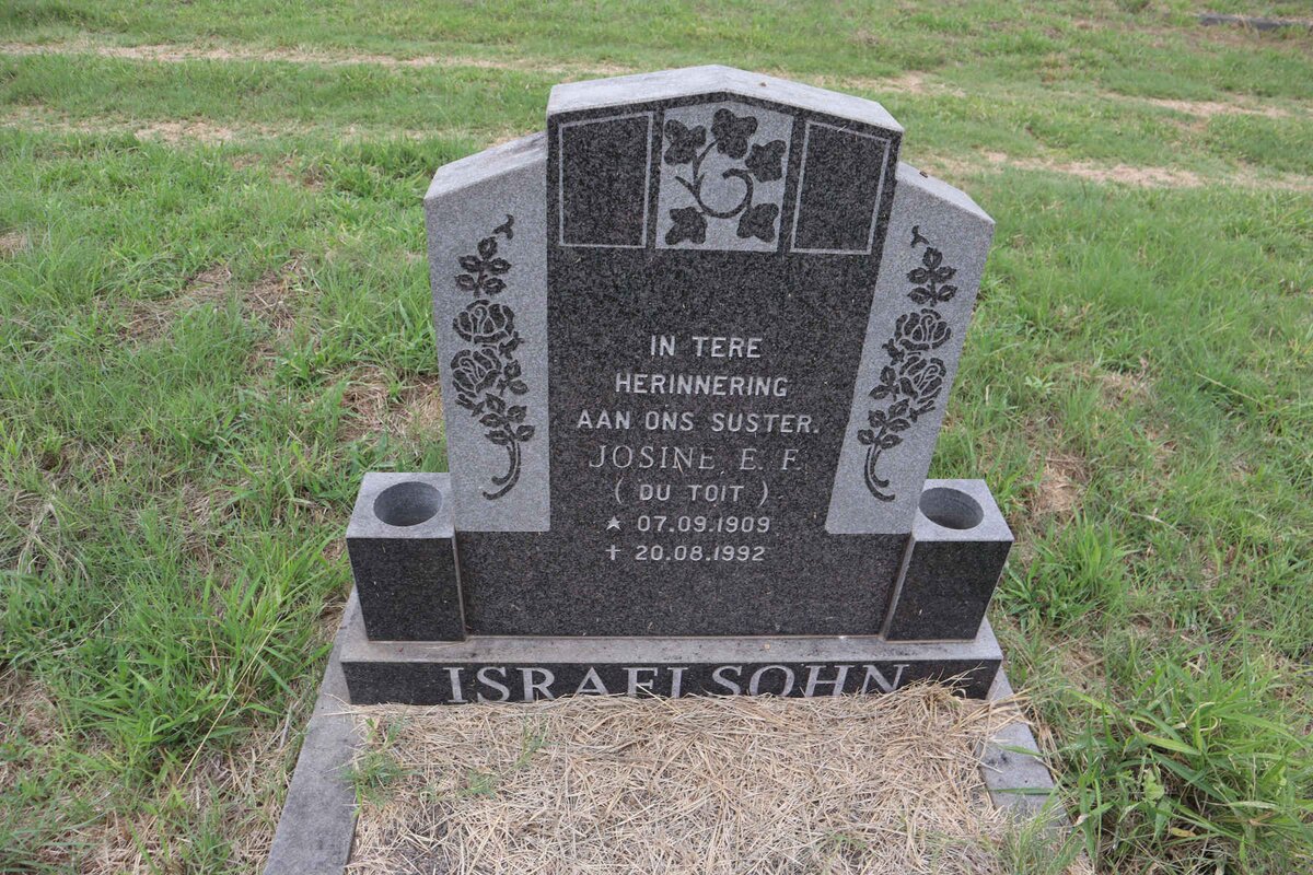 ISRAELSOHN Josine E.F. nee DU TOIT 1909-1992