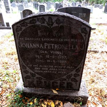 KRUGER Johanna Petronella J. nee VOGEL 1887-1957