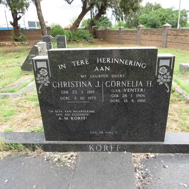 KORFF Cornelia H. nee VENTER 1906-1966 :: KORFF Christina J. 1919-1975