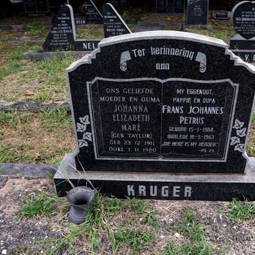 KRUGER Frans Johannes Petrus 1904-1963 & Johanna Elizabeth Mare TAYLOR 1911-1980 