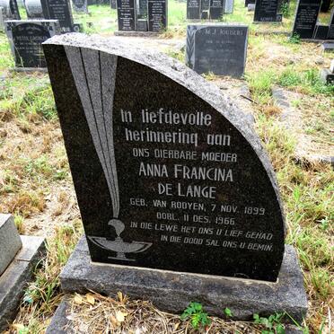 LANGE Anna Francina, de nee VAN ROOYEN 1899-1966