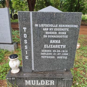 MULDER Anna Elizabeth 1916-1998