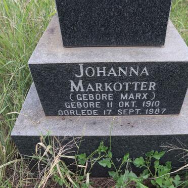 MARKOTTER Johanna nee MARX 1910-1987