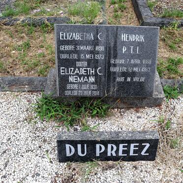 PREEZ Hendrik P.T.L., du 1889-1963 & Elizabetha C. 1898-1973 :: NIEMANN Elizabeth C. 1930-2014