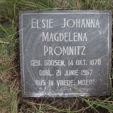 PROMNITZ Elsie Johanna Magdelena nee GOOSEN 1878-1967