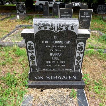 STRAATEN Hannah Lulu, van 1928-1991