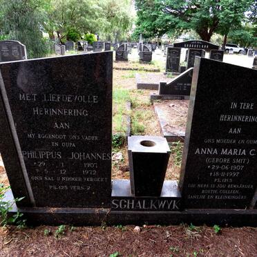 SCHALKWYK Philippus Johannes 1907-1972 & Anna Maria C.L. SMIT 1907-1997