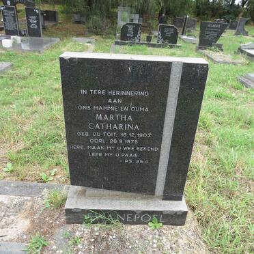 SWANEPOEL Martha Catharina nee DU TOIT 1903-1975