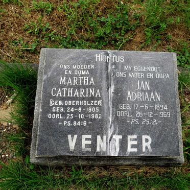 VENTER Jan Adriaan 1894-1969 & Martha Catharina nee OBERHOLZER 1905-1982