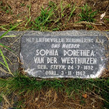 WESTHUIZEN Sophia Dorethea, van der nee STEYN 1892-1962