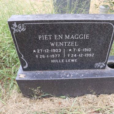 WENTZEL Piet 1903-1977 & Maggie 1910-1992