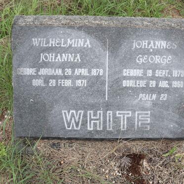 WHITE Johannes George 1879-1960 & Wilhelmina Johanna JORDAAN 1878-1971