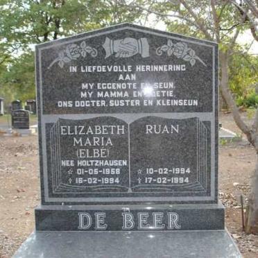 BEER Ruan, de 1994 -1994 :: DE BEER Elizabeth Maria nee HOLTZHAUSEN 1958-1994