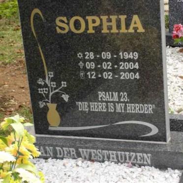WESTHUIZEN Sophia, van der 1949-2004
