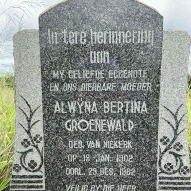 GROENEWALD Alwyna Bertina nee VAN NIEKERK 1902-1962