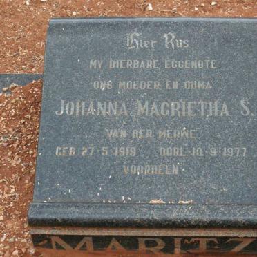 MARITZ Johanna Magrietha S. nee VAN DER MERWE 1919-1977