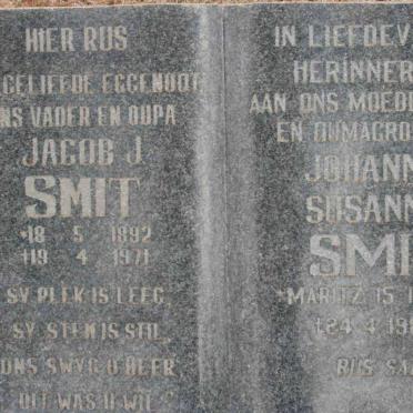 SMIT Jacob J. 1892-1971 &amp; Johanna Susanna MARITZ 1892-1988