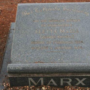 MARX Aletta Maria nee BOTHMA 1884-1964