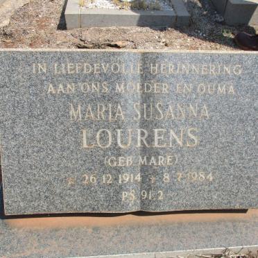 LOURENS Maria Susanna nee MARÉ 1914-1984