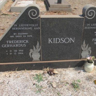 KIDSON Frederick Gerhardus 1916-1984 &amp; Frederika Wilhelmina 1928-