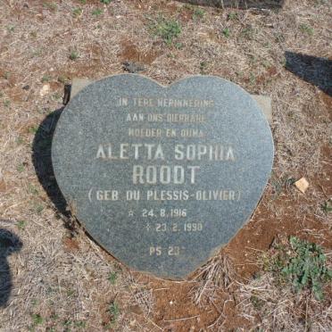 ROODT Aletta Sophia nee DU PLESSIS-OLIVIER 1916-1990