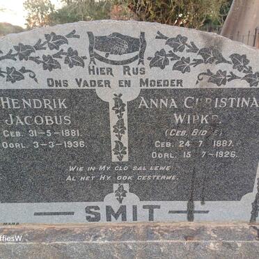 SMIT Hendrik Jacobus 1881-1936 & Anna Christina Wipke BIDKE 1887-1926