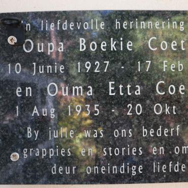 COETZER Boekie 1927-2016 &amp; Etta 1935-2017