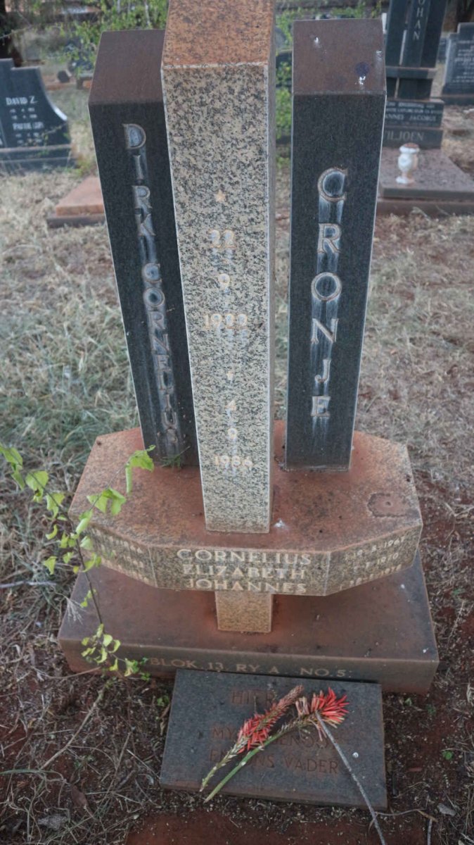 CRONJE Dirk Cornelius 1922-1986 :: CRONJE Cornelius 1966-1967 :: CRONJE  Elizabeth 1962-1970 :: CRONJE Johannes 1976-1978