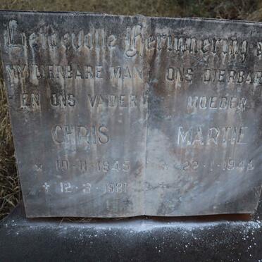 ERASMUS Chris 1945-1981 &amp; Martie 1945-