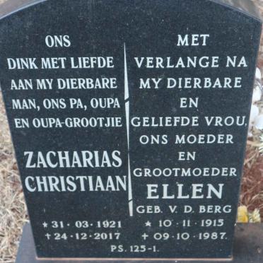 GROBLER Zacharias Christiaan 1921-2017 &amp; Ellen V.D. BERG 1915-1987