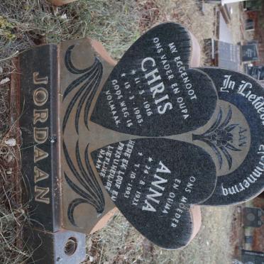 JORDAAN Chris 1916-1985 &amp; Anna 1933-1993