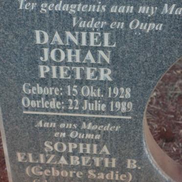 JOHNSON Daniel Johan Pieter 1928-1989 &amp; Sophia Elizabeth B. SADIE 1922-2006