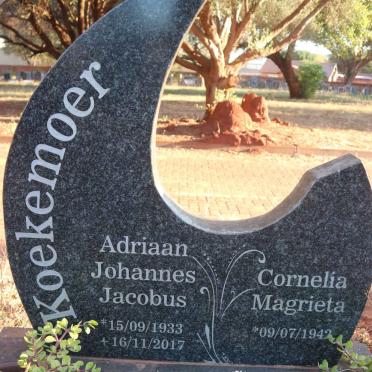 KOEKEMOER Adriaan Johannes Jacobus 1933-2017 &amp; Cornelia Magrieta 1942-