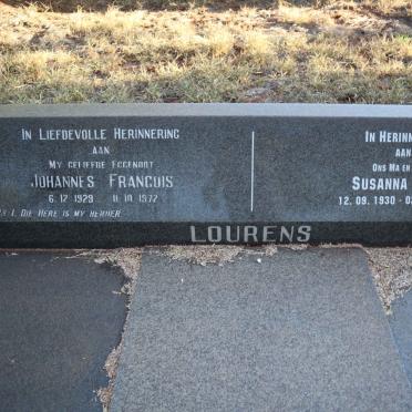 LOURENS Johannes Francois 1929-1972 &amp; Susanna Maria 1930-2014
