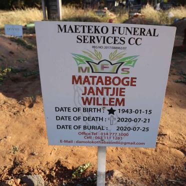MATABOGE Jantjie Willem 1943-2020