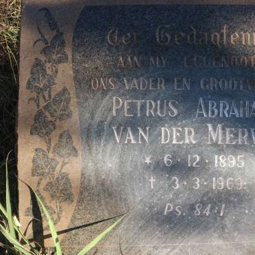 MERWE Petrus Abraham, van der 1895-1969