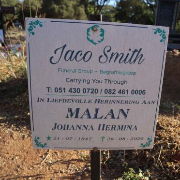 MALAN Johanna Hermina 1947-2020