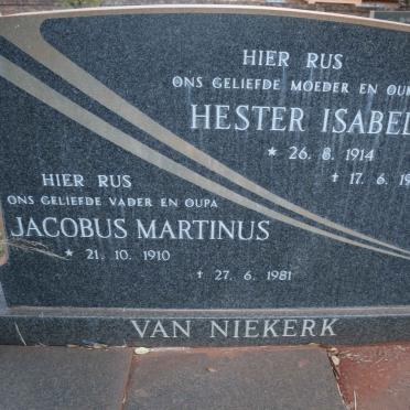 NIEKERK Jacobus Martinus, van 1910-1981 &amp; Hester Isabella 1914-1981