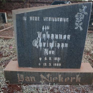 NIEKERK Johannes Christiaan, van 1921-1989