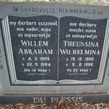 PLESSIS Willem Abraham, du 1905-1984 &amp; Theunsina Wilhelmina 1906-1998