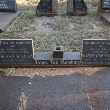RENSBURG Adriaan Willem, Janse van 1908-1973 &amp; Barendje Christoffelina 1912-1998
