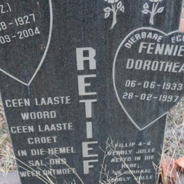 RETIEF Loffie 1927-2004 &amp; Fennie Dorothea 1933-1997