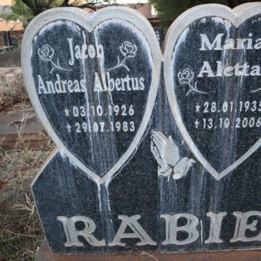 RABIE Jacob Andreas Albertus 1926-1983 &amp; Maria Aletta 1935-2006
