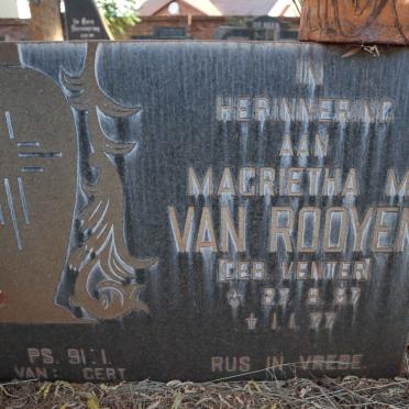 ROOYEN Magrietha M., van nee VENTER 1957-1977