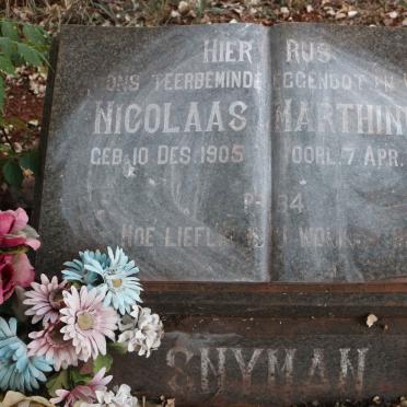 SNYMAN Nicolaas Marthinus 1905-1960